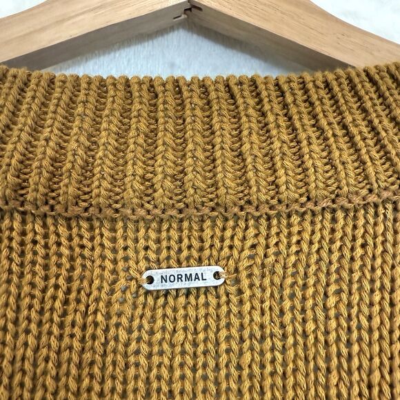 The Normal Brand Sweater Arlo V-neck Maple Glaze Button Cuff Women’s L - Picture 5 of 11
